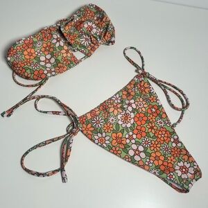 Floral 2 Piece Cheeky Bikini Set Multi Color - Small